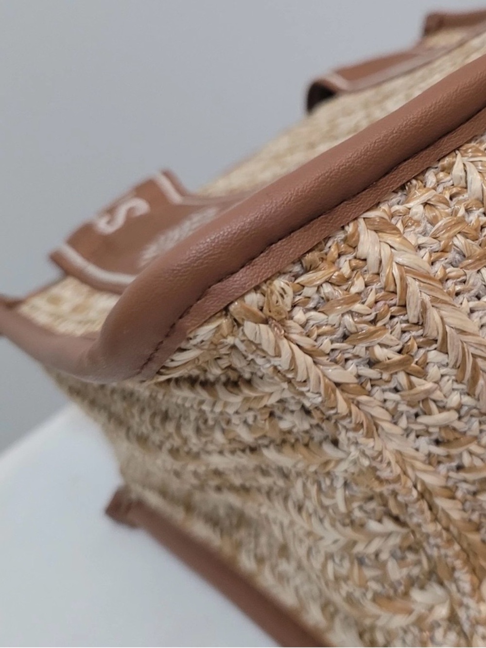 Steve Madden Brown and Cream Straw Tote Satchel - Picture 11 of 16